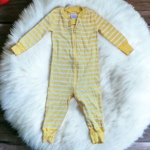 Hanna Andersson sleeper onesie 12-18 months yellow stripes